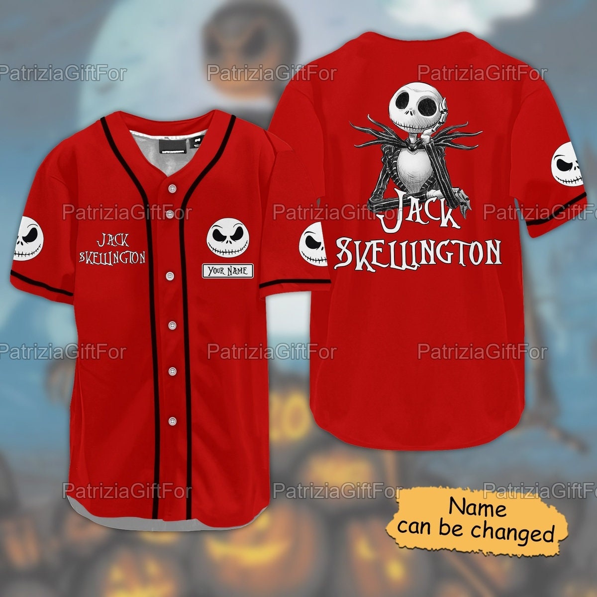 Halloween Customized Jack Skellington Baseball Shirt Christmas Gifts Halloween Customized Jack Skellington Baseball Shirt Christmas Gifts
