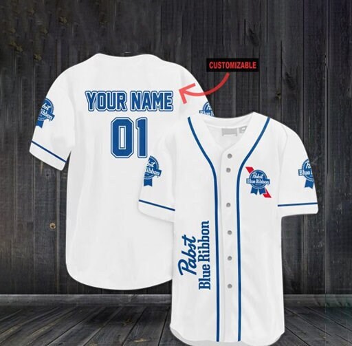 Personalized Pabst Blue Ribbon Christmas Gift Baseball Jersey Personalized Pabst Blue Ribbon Christmas Gift Baseball Jersey