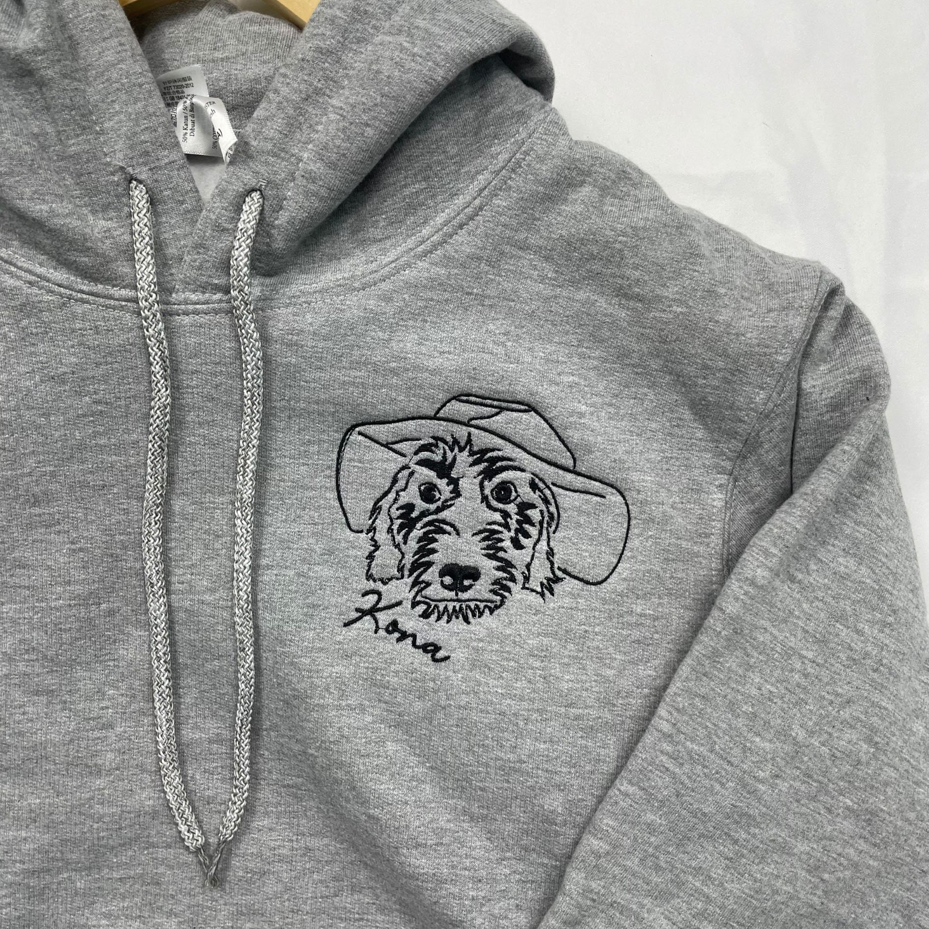 Custom Name Dog Wearing Hat Embroidered Hoodie TerraBell Designs