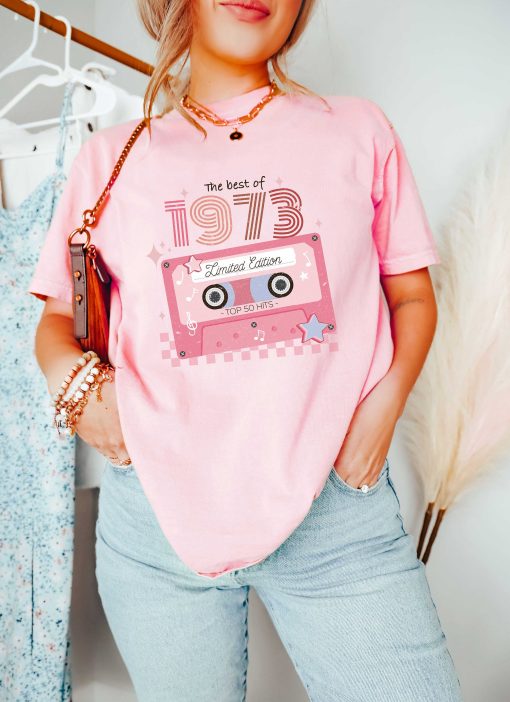 Customized Vintage The Best Of 1973 Top50 Hit Cassette Birthday Shirt