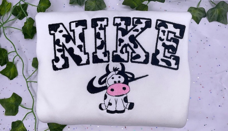 nike cow print embroidered sweatshirt