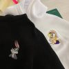 Bugs And Lola Matching Cartoon Bunny Embroidered Hoodie