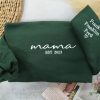 Custom Name Heart On Sleeve & EST Embroidered Mama Sweatshirt