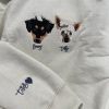 Embroidered Custom Couple Dog X Name & Initials On Sleeve Hoodie